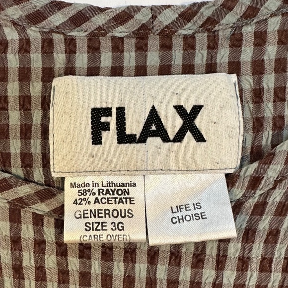 FLAX Women's Gingham Blouse - Brown and Black - Picture 6 of 6